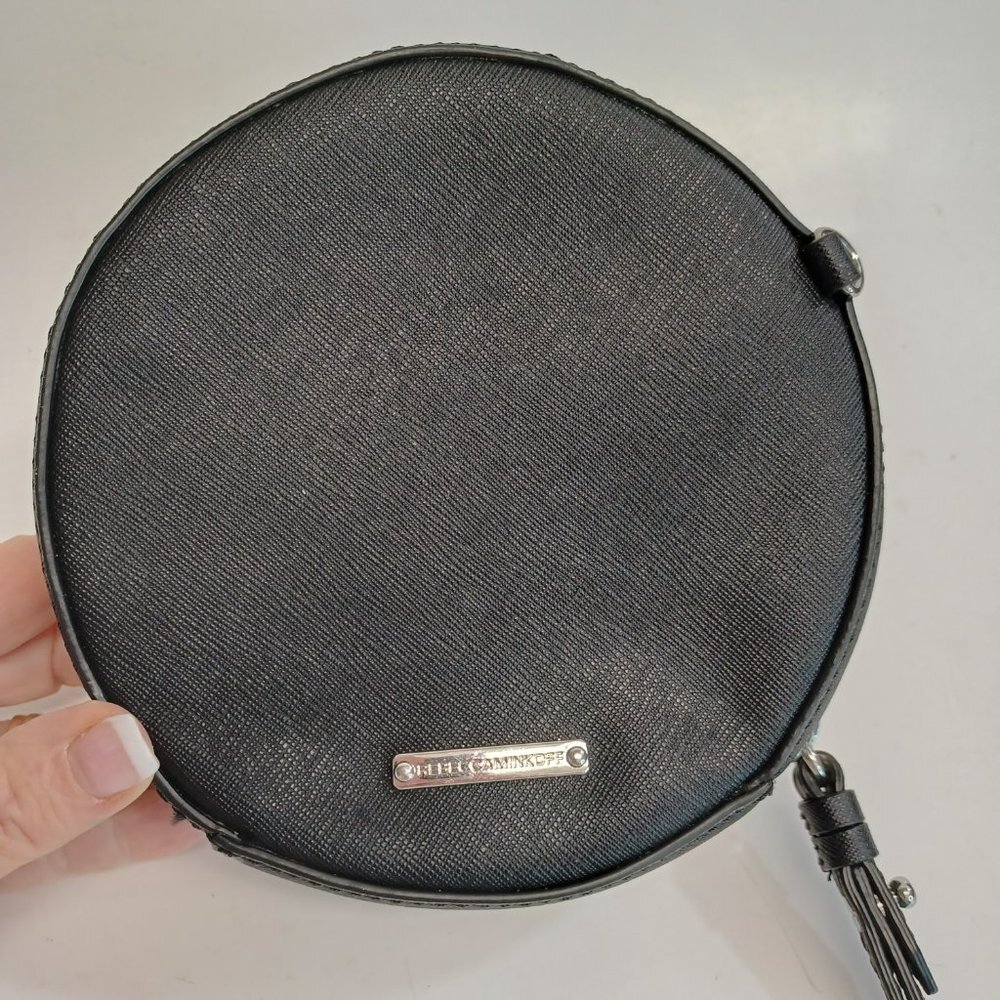 Rebecca Minkoff Bag‎ Small Black Perforated Leather Circle Bag Wristlet NEW